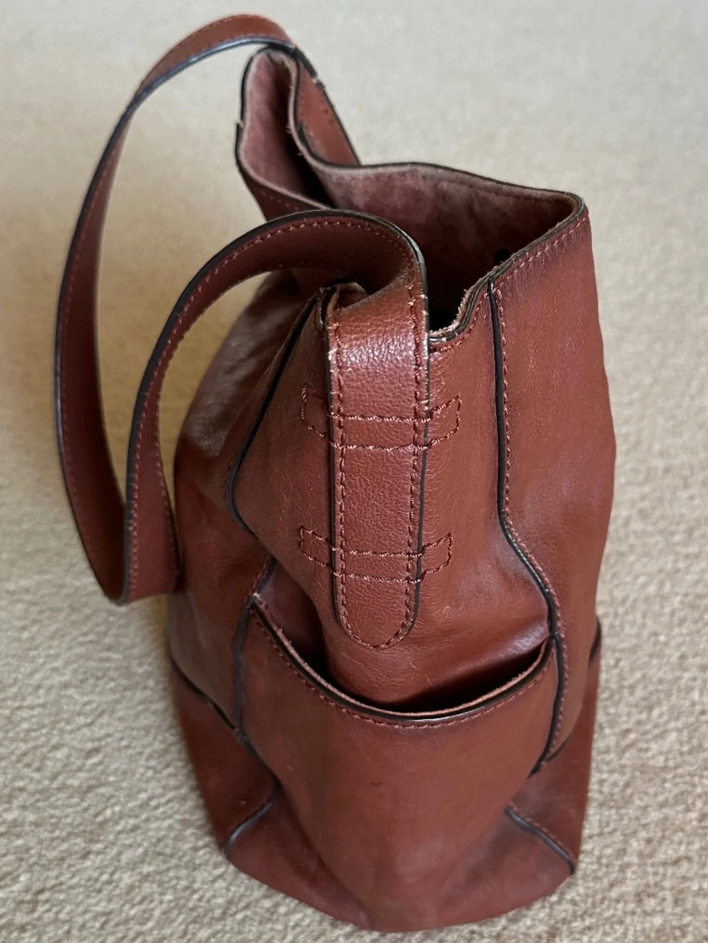 Frye Cognac Brown Leather Bucket Boho Bag
